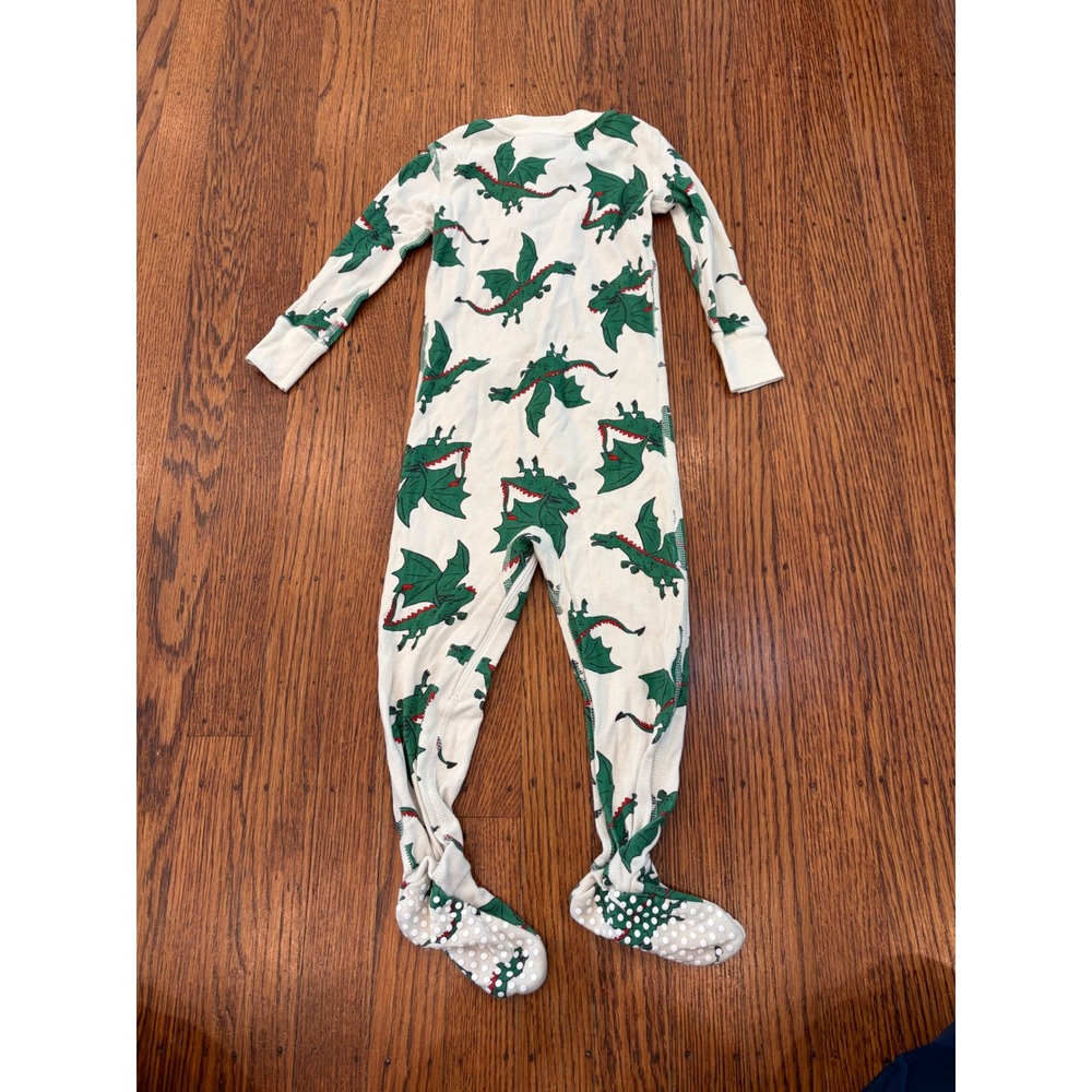 Hanna Andersson Green Dragon Organic Cotton Footed Pajamas Sleeper 18-24 Months